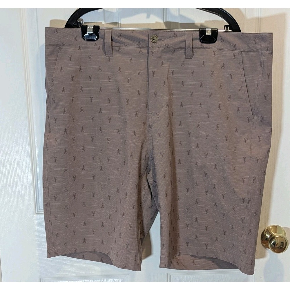 Coastal Preppy Hybrid Stretch Lobster Print Shorts One Day Away Size 42